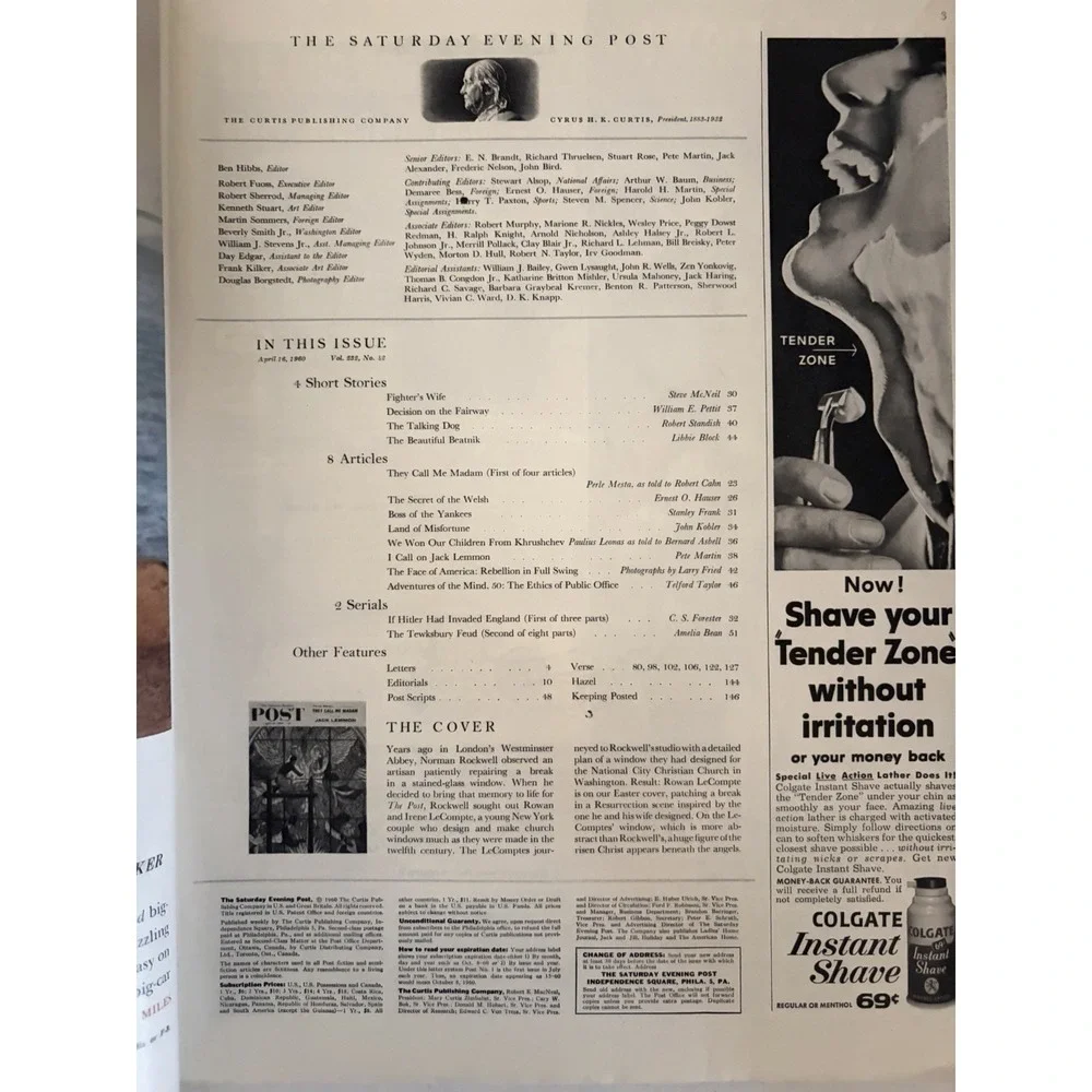 Saturday Evening Post April 16, 1960 Norman Rockwell Westminster Abbey- Lemmon
